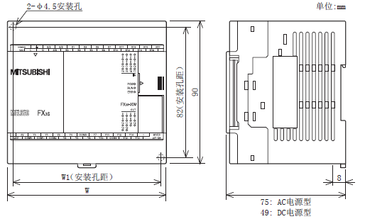 三菱PLC FX3S系列PLC的外形尺寸介绍- 三菱工控自动化产品网:三菱PLC