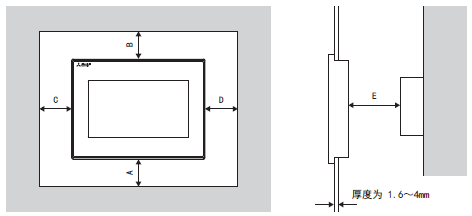 三菱触摸屏GS2107-WTBD GS2110-WTBD安装及尺寸- ,三菱PLC模块,FX3SA
