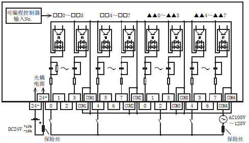 三菱fx5uc与终端模块的输入输出接线图